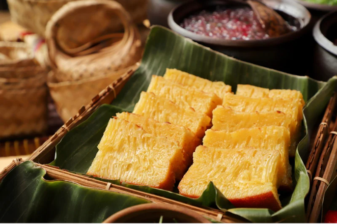 Bika Ambon, a traditional Indonesian honeycomb cake from Medan