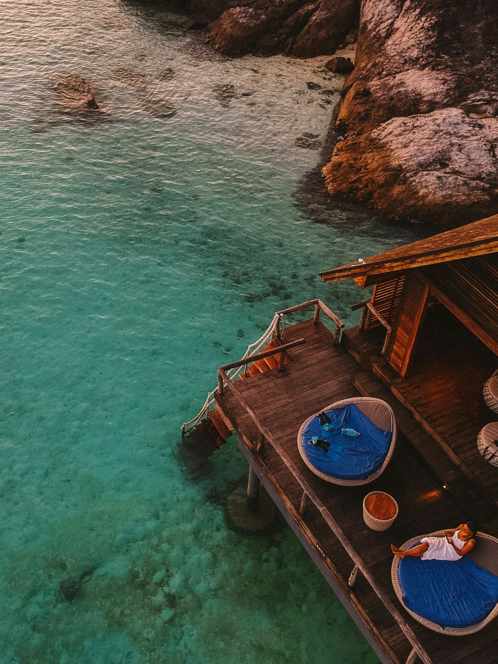Overwater villa surrounded by turquoise water in Indonesia’s Anambas Islands
