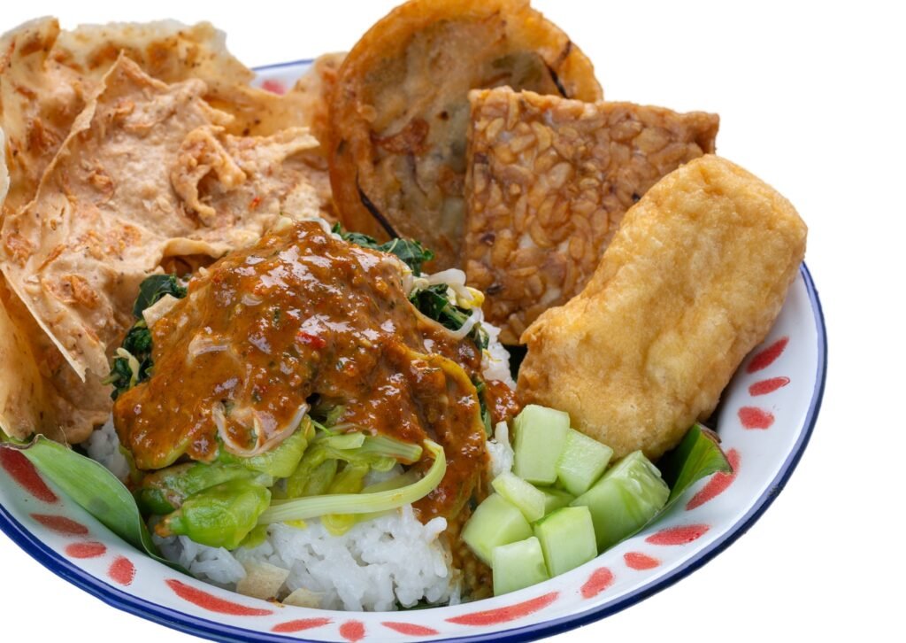 Nasi Pecel. Vegetarian food in Indonesia